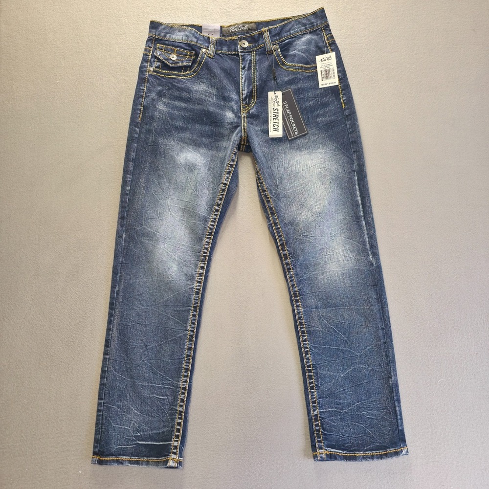True‎ Luck Men's Stretch Straight Denim Blue Jeans Size 34x30 NWT